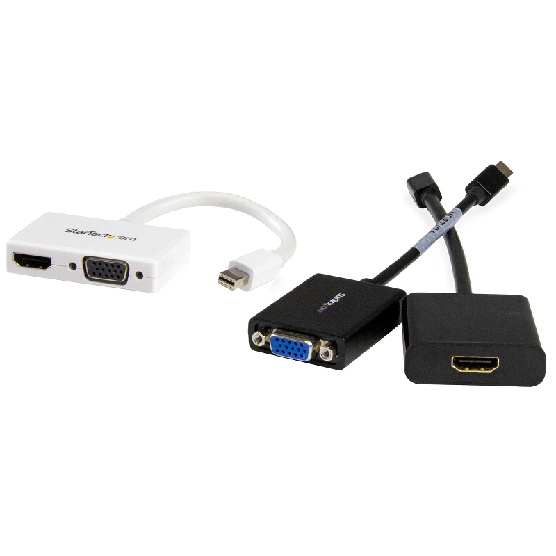 StarTech MDP2HDVGAW Travel A/V Adapter: 2-in-1 mDP to HDMI or VGA Converter - White